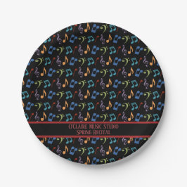Personalisiertes Rainbow-Musiknoten-Party Pappteller