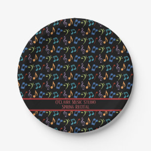 Personalisiertes Rainbow-Musiknoten-Party Pappteller