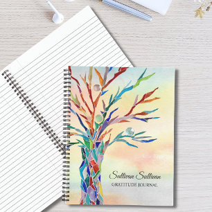 Personalisiertes Rainbow Tree Dankesblatt Notizbuch