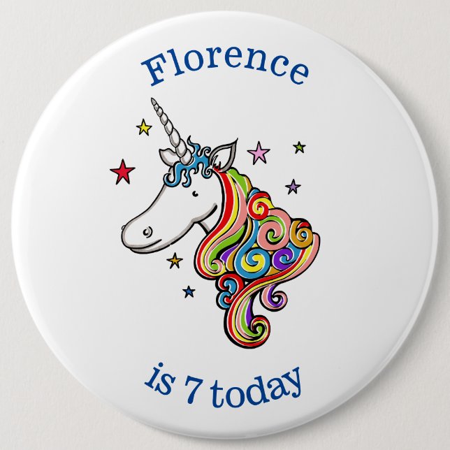 Personalisiertes Rainbow Unicorage Age Birthday Ab Button (Vorderseite)