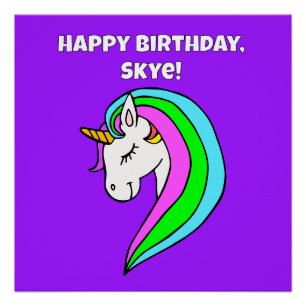Personalisiertes Rainbow Unicorn Poster