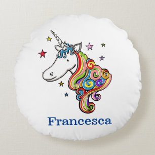 Personalisiertes Rainbow Unicorn Rundpolster Rundes Kissen