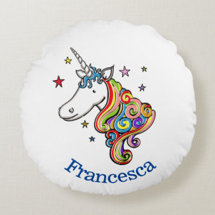 Personalisiertes Rainbow Unicorn Rundpolster Rundes Kissen
