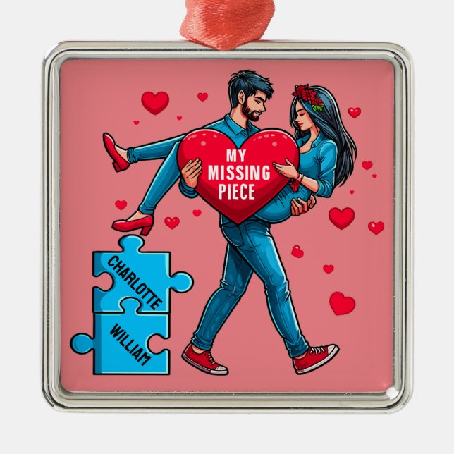 Personalisiertes Rätsel der Liebe - Mein Vermisste Ornament Aus Metall (Vorne)