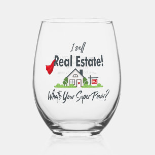 Personalisiertes Realtor-Superhelden-Weinglas ohne Weinglas Ohne Stiel
