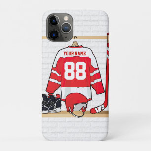 Personalisiertes Red and White Ice Hockey Jersey Case-Mate iPhone Hülle