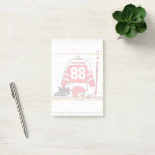 Personalisiertes Red and White Ice Hockey Jersey Post-it Klebezettel