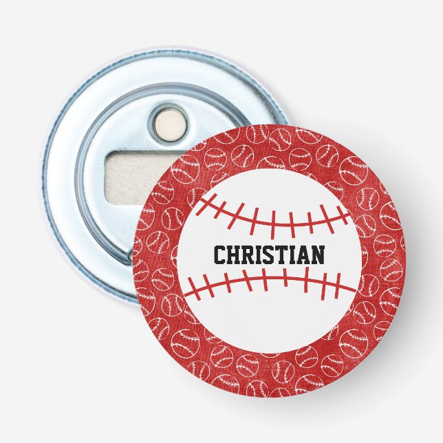 Personalisiertes Red Baseball-Muster mit Baseball Flaschenöffner (Vorderseite)