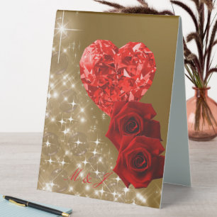 Personalisiertes Red Diamond Rose Tent Sign Tischaufsteller