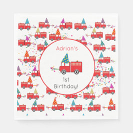 Personalisiertes Red Fire Truck Party Muster Gebur Serviette