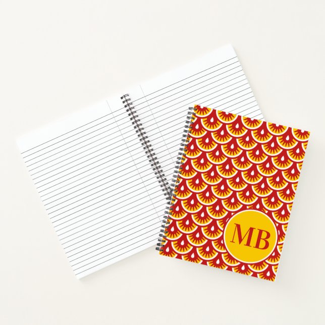 Personalisiertes Red Fishscale Muster Notebook Notizbuch (Innenseite)