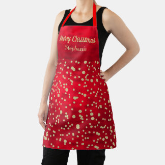 Personalisiertes Red & Gold Confetti Weihnachtsmus Schürze