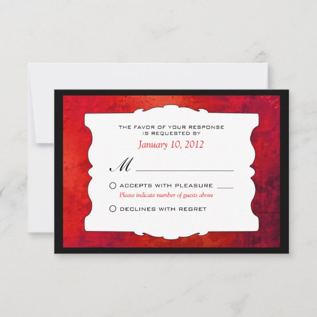 Personalisiertes Red Gothic Wedding RSVP (Vorderseite)