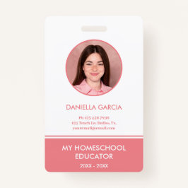 Personalisiertes Red Homeschool Lehrer-ID-Abzeiche Ausweis