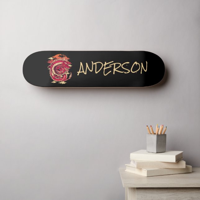Personalisiertes Red Japan Dragon Skateboard (Wandkunst (Horz))