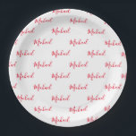 Personalisiertes Red Name Script Pappteller<br><div class="desc">Rote personalisierte Skriptnamen PapierTeller. Ideal für Ihre Veranstaltung oder besondere Feier.</div>