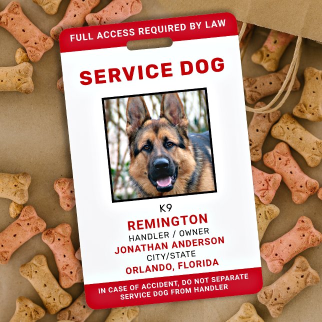 Personalisiertes Red White Service Dog Foto ID Abz Ausweis (Von Creator hochgeladen)