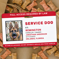 Personalisiertes Red White Service Dog Foto ID Abz