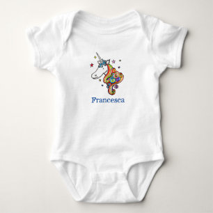 Personalisiertes Regenbogen Einhorn Herz Baby Strampler