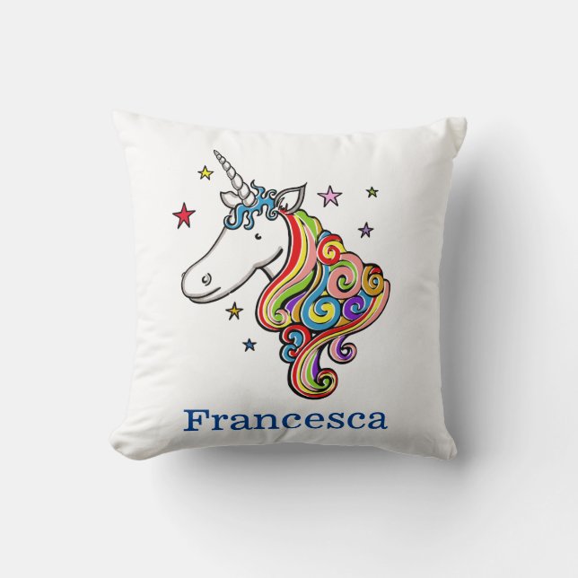 Personalisiertes Regenbogen-Einhorn-Kissen Kissen (Vorderseite)