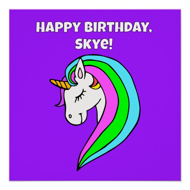 Personalisiertes Regenbogen-Einhorn Poster (Vorderseite)