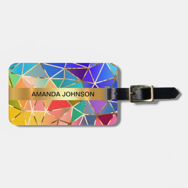 Personalisiertes Regenbogen Golden Metallic Gepäck Gepäckanhänger (Vorderseite horizontal)