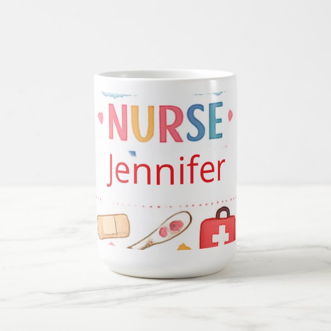 Personalisiertes Regenbogen-Schulkrankenschwester- Kaffeetasse (Mittel)