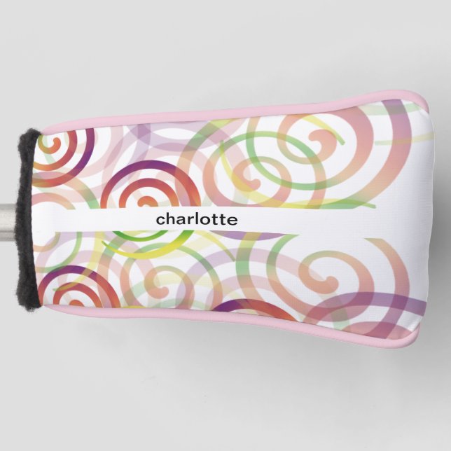 Personalisiertes Regenbogen-Spiralmuster Golf Headcover (Vorderseite)