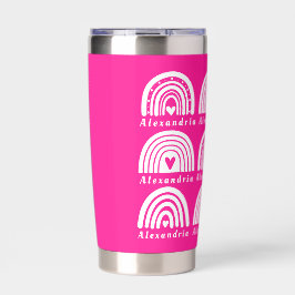 Personalisiertes Regenbogenmuster - Hot Pink Thermobecher