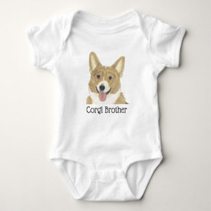 Personalisiertes Rehbraunes Weißes Corgi-Hund Baby Strampler