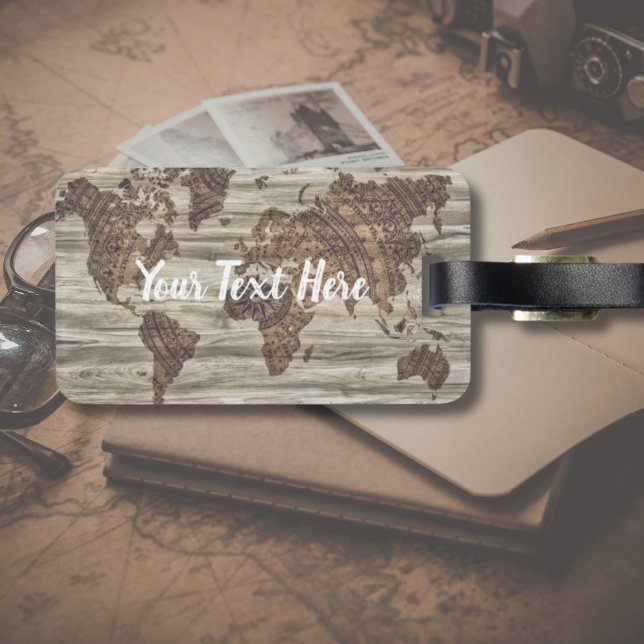 Personalisiertes Reiseangebot | Gepäckmarke Gepäckanhänger (Vintage World Map luggage tag for traveller with wanderlust)