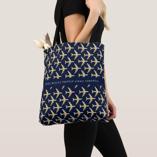 Personalisiertes Reisezubehör, Goldflugzeuge Tasche (Von Nahem)