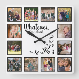 Personalisiertes Rentenfoto-Collage Quadratische Wanduhr