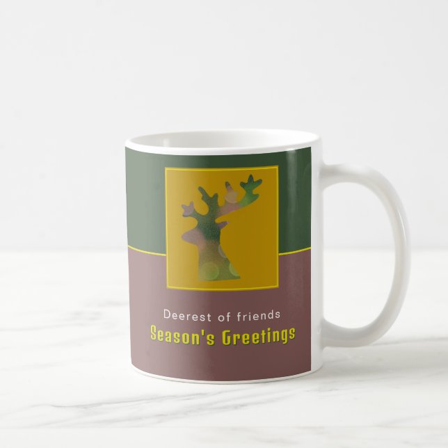 Personalisiertes Rentier Pine Green Holiday Elegan Kaffeetasse (Rechts)