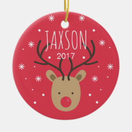 Personalisiertes Rentier Porzellan Weihnachtsgesch Keramikornament