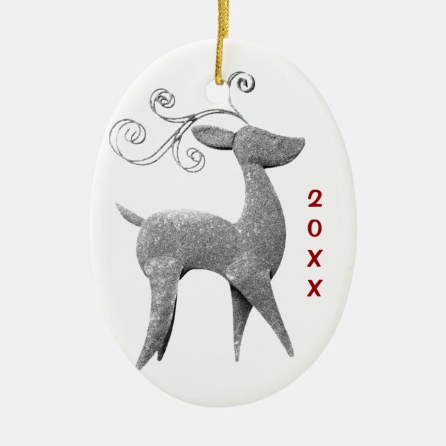 Personalisiertes Rentier Weihnachtsgeschenk Foto Keramik Ornament (Vorne)