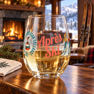 Personalisiertes Retro-After-Ski-Lodge  Weinglas Ohne Stiel