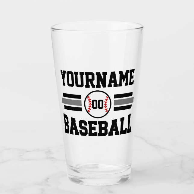 Personalisiertes Retro-Baseball-Player-Team Glas (Vorderseite)