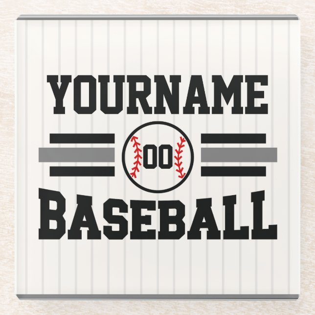 Personalisiertes Retro-Baseball-Player-Team Glasuntersetzer (Vorderseite)