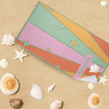 Personalisiertes Retro Beach Handtuch mit Namen - 