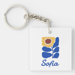 Personalisiertes Retro-Blumen-Daisy-Geschenk mit i Schlüsselanhänger