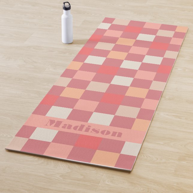 Personalisiertes Retro-Boho Prüfmuster rosa Yogamatte (Beispiel)