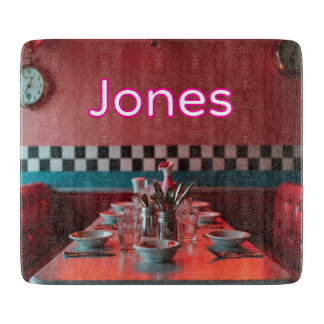 Personalisiertes Retro Diner Glass Cutting Board Schneidebrett