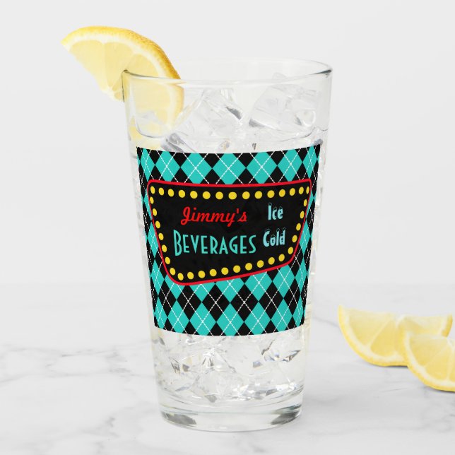 Personalisiertes Retro Diner Glass Tumbler Gift (Vorderseite Ice)