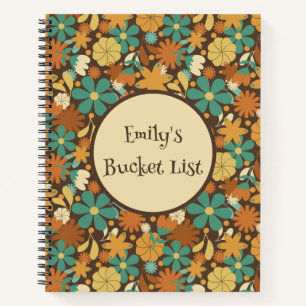 Personalisiertes Retro-Flower-Power-Spiraljournal Notizbuch
