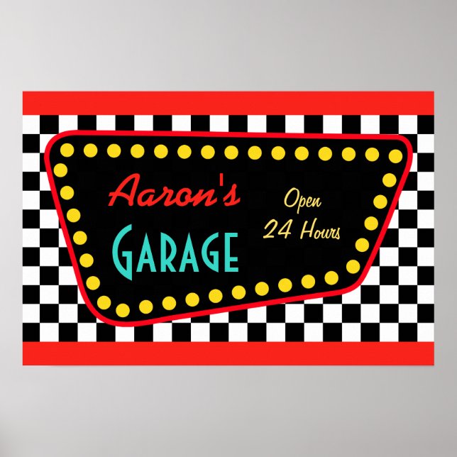 Personalisiertes Retro-Garagen-Schild Poster  (Vorne)
