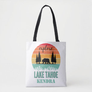 Personalisiertes Retro Lake Tahoe California Bear Tasche