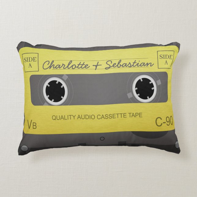 Personalisiertes Retro-Musikband Neue Textdatei hi Dekokissen (Vorderseite)