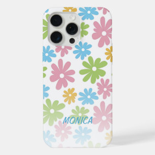 Personalisiertes Retro-Pastell-Blumenkunstmuster iPhone 15 Pro Max Hülle