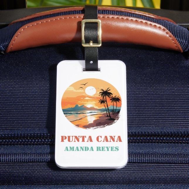 Personalisiertes Retro Punta Cana Gepäckanhänger (Vorderseite Insitu 2)
